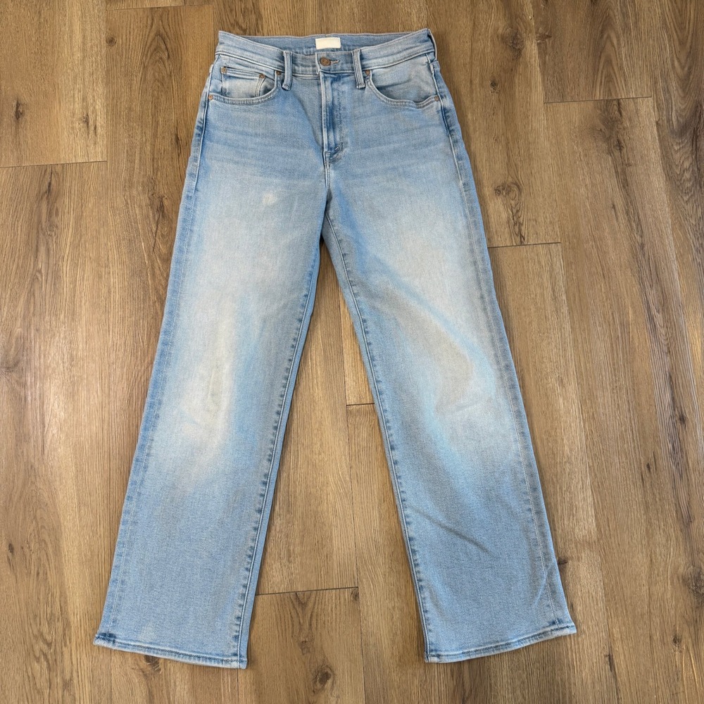 Mother The Mid Rise Rambler Zip Ankle Jeans 26 Balls In Your Court Light Blue
